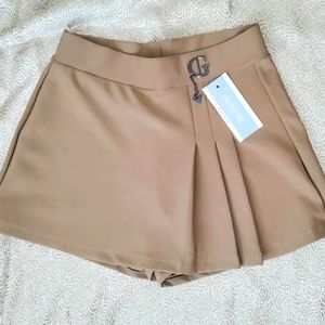 Tan Skirt with Pleats